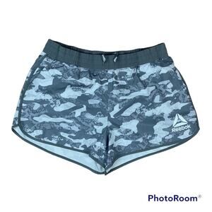 Reebok Relaxed Fit Gray Camo Running Shorts with Pockets Womens Sz XL
